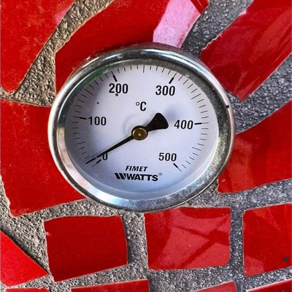 Forno legna artigianale diametro 100 cm capienza 3/4 pizze unique rosso con base