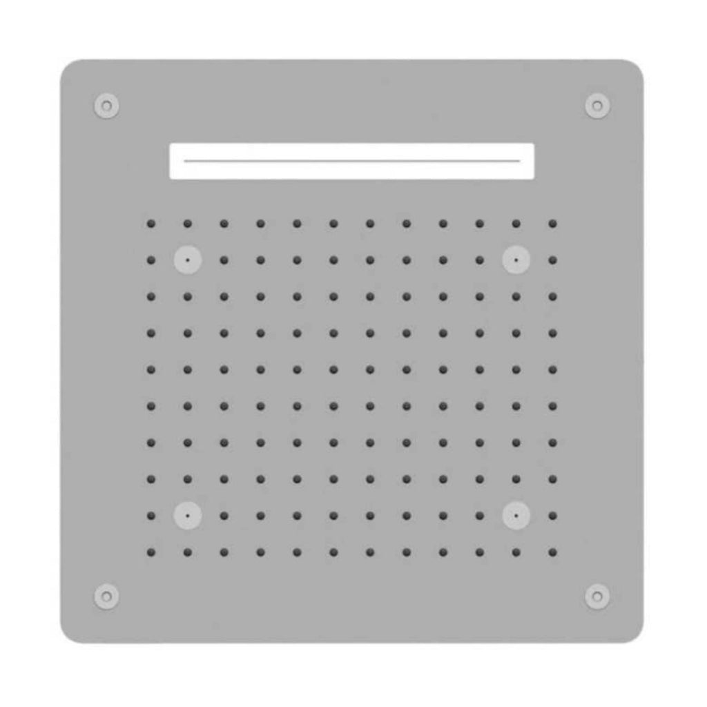 Soffione doccia led a soffitto installazione da incasso con cascata acciaio inox quadro