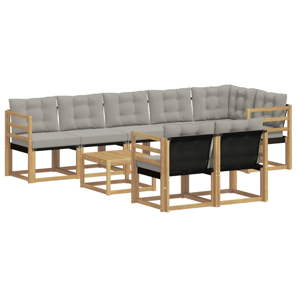 Set di divani da esterno 9 pcs Bianco e Grigio Chiaro
