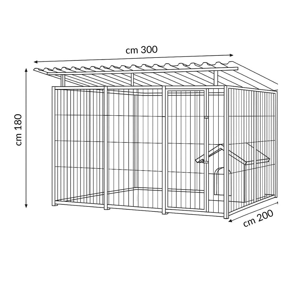 Box per cani coibentato con copertura zincatura a caldo da 300x200x altezza 180 cm