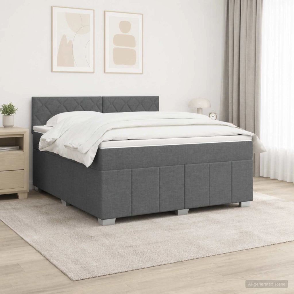 Letto box spring con materasso Grigio Scuro 140 x 190 cm 3452678