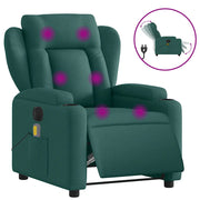 Poltrona Massaggiante | Sedia Relax Reclinabile Elettrica Verde Scuro Tessuto