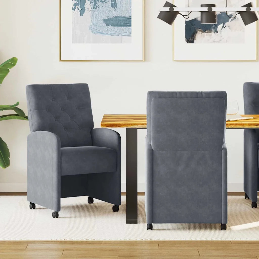Sedie da Pranzo con Ruote 2 pcs Grigio scuro 58 x 67 x 97 cm