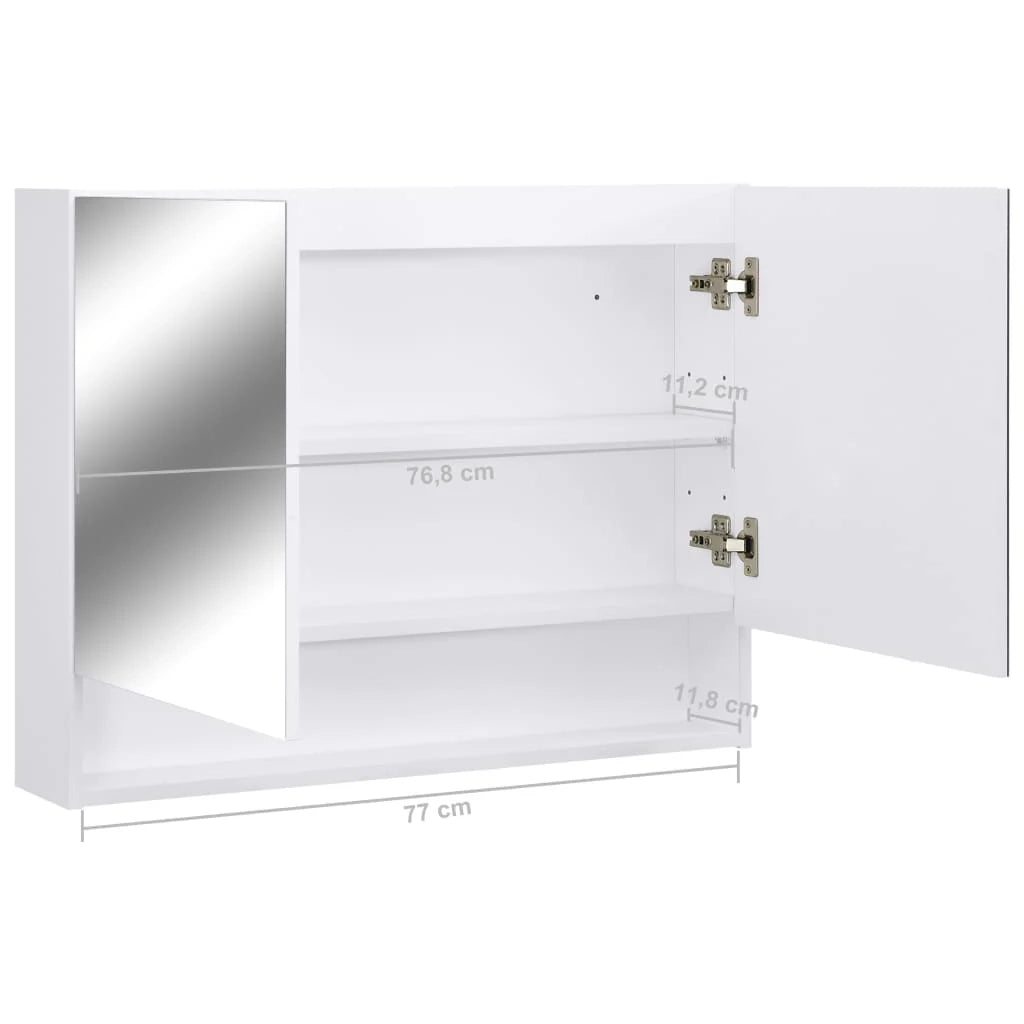 Mobiletto a specchio da bagno a LED 80 x 15 x 60 cm MDF bianco 02_0006728