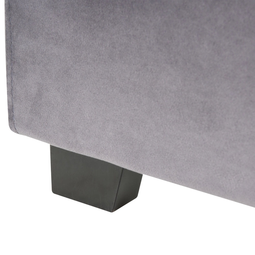 Letto matrimoniale in velluto grigio scuro 140 x 200 cm con testiera imbottita stile moderno