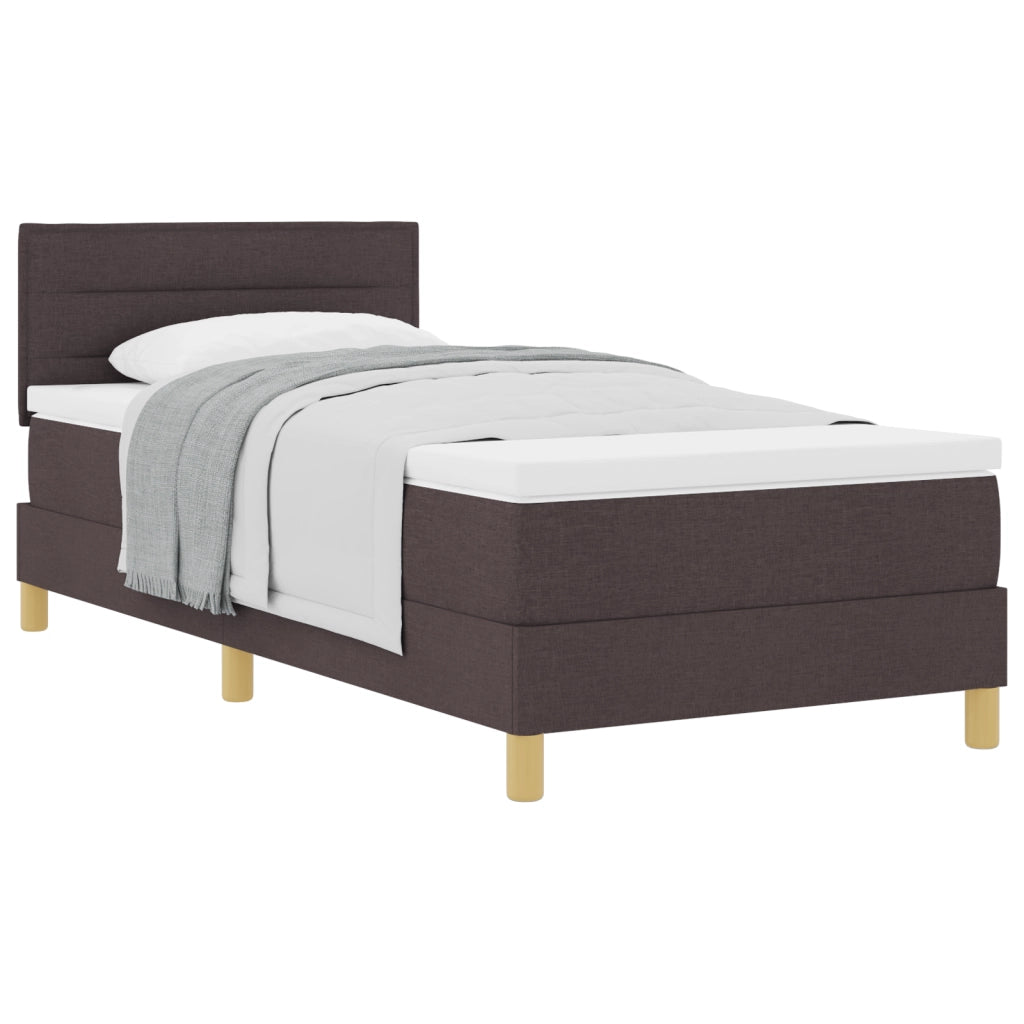 Letto con Box Spring e Materasso Marrone Scuro 90x200 cm in Tessuto