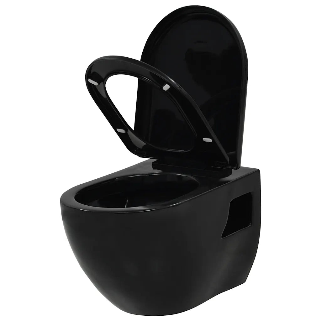 WC a Muro con Sciacquone Nascosto in Ceramica Nera CFW9851645