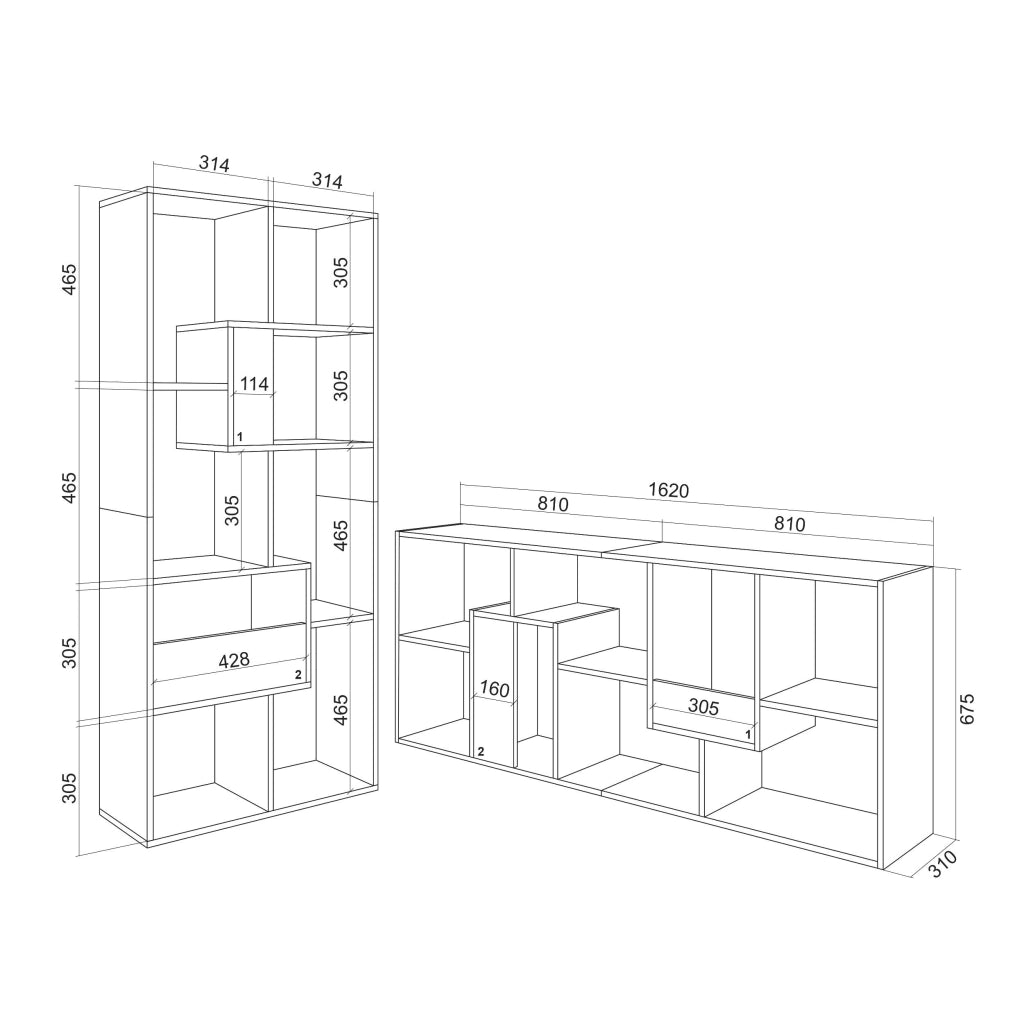 Libreria scaffale, 162x67x31cm, Per libri, Rovere e nero RF4113