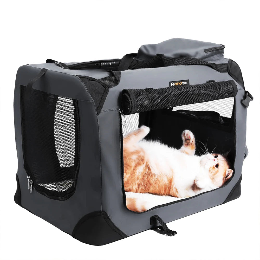 Trasportino per animali domestici/borsa per spedizioni/trasportino pieghevole per cani 60 x 40 x 40 cm grigio 12_0004768