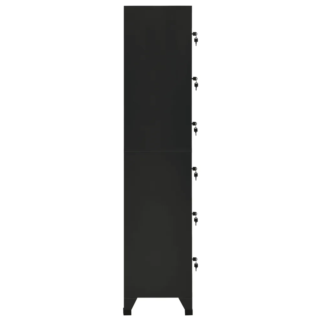 Armadietto da ufficio moderno 38 x 40 x 180 cm con 6 ante chiudibili a chiave in acciaio nero 02_0047008