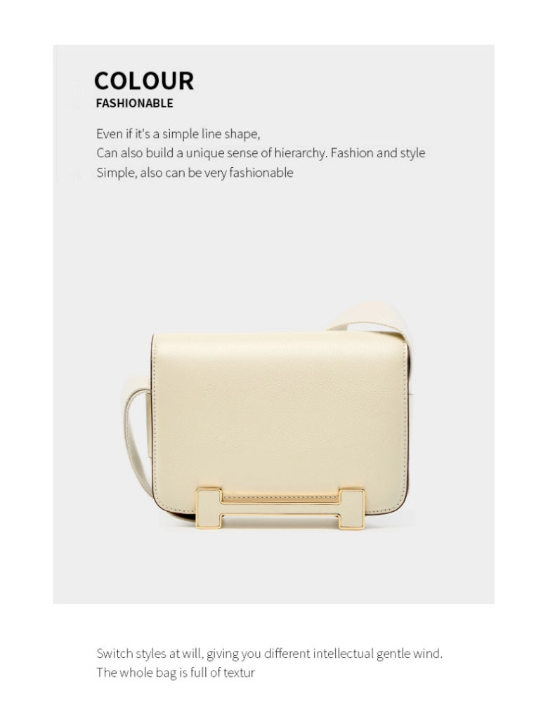 Borsa da donna in vera pelle, borsa a tracolla piccola quadrata, bianca