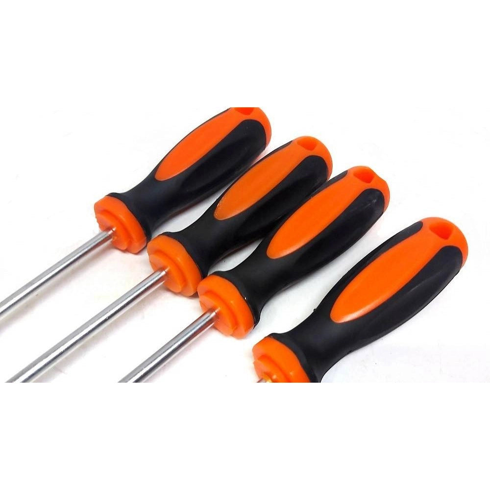Trade Shop - Set 4 Pz Cacciaviti Torx Extra Lunghi Con Punta Magnetica 600 Mm T20 T25 T30 T40 -