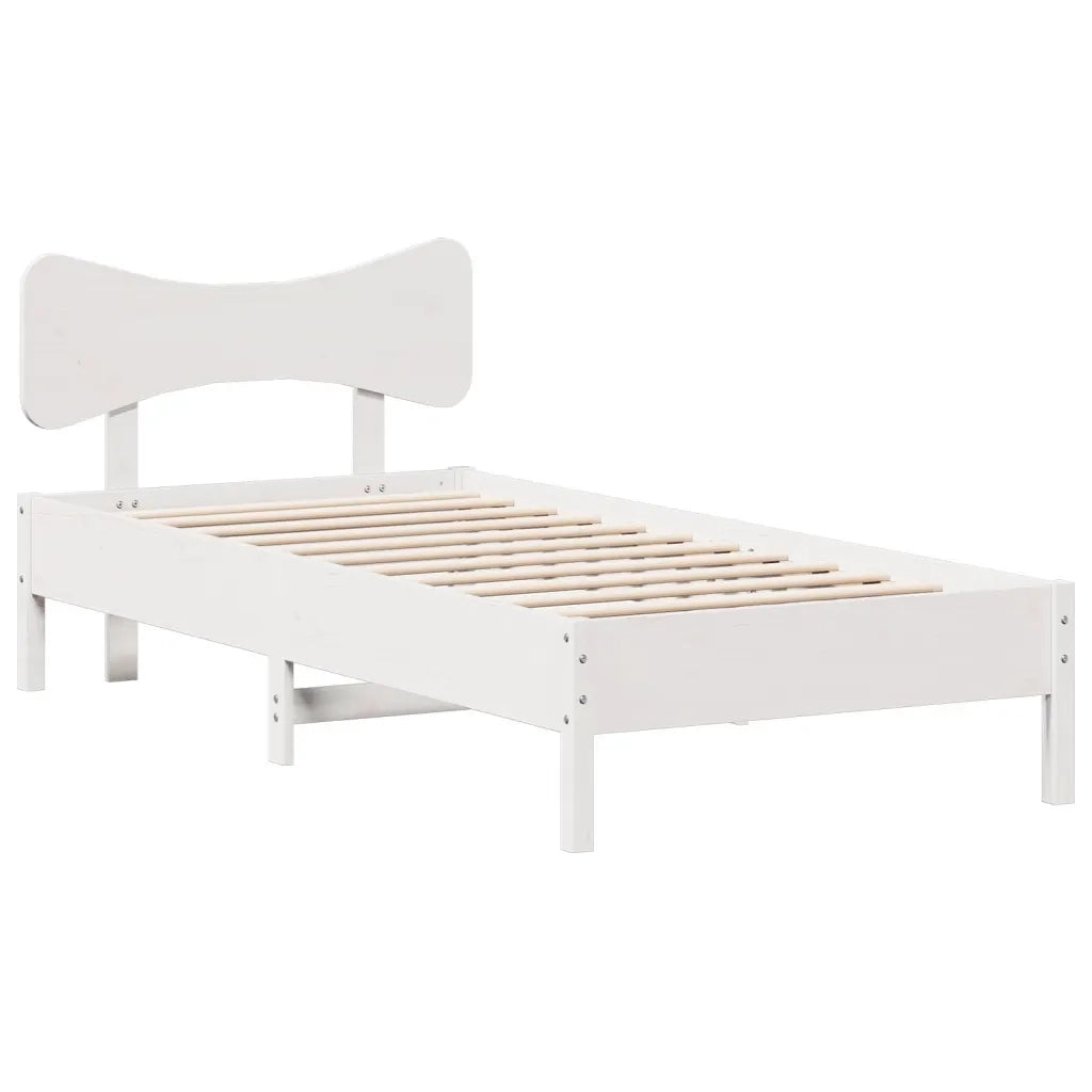 Letto singolo | Letto per adulti | Giroletto senza Materasso Bianco 75x190 Legno Massello di Pino