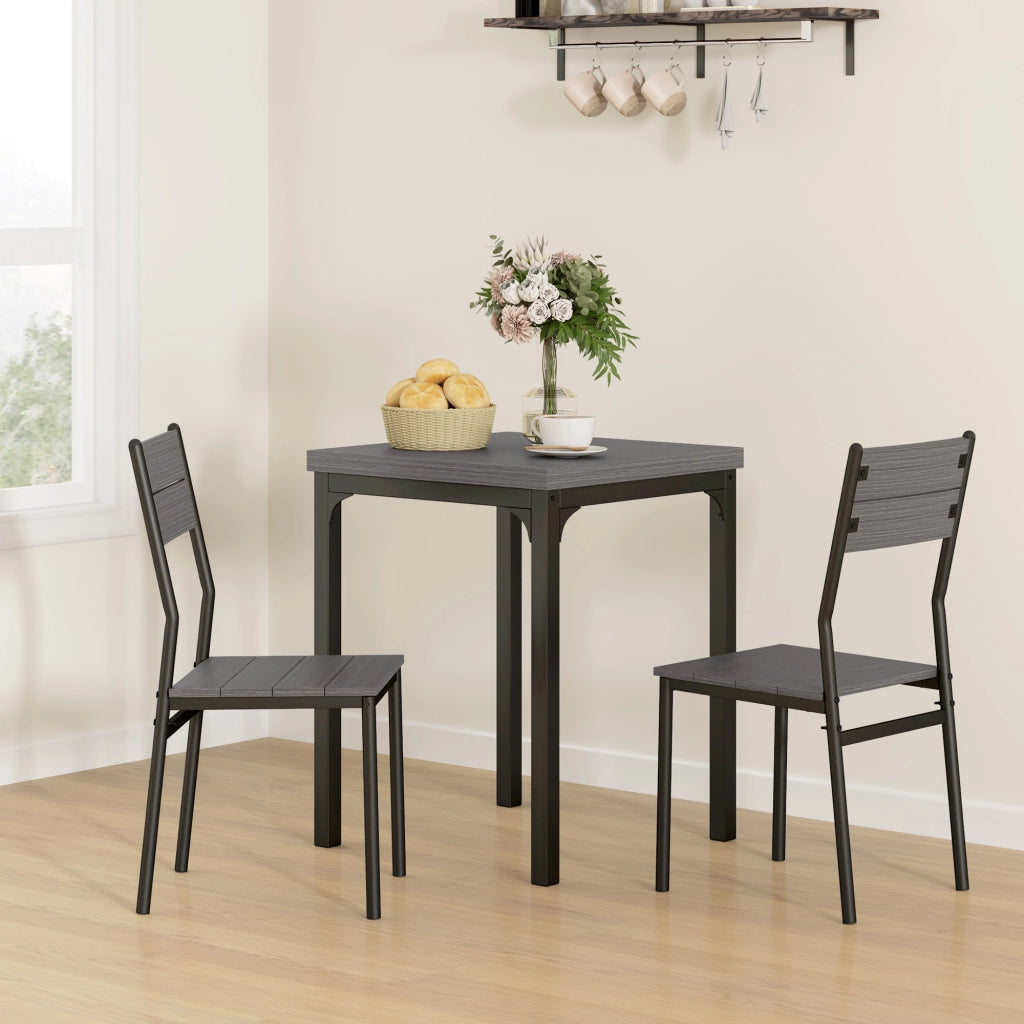 Tavolo da pranzo allungabile con sedie ¨C Minimal ¨C Grigio, MDF e metallo, 90x200 cm