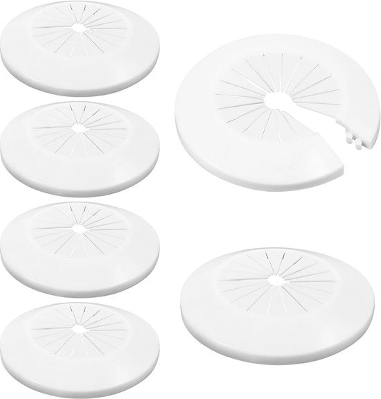 Copri tubi 6 pezzi - Bianco - ABS - Copri tubi decorativi in acciaio inossidabile - Copertura tubi - Copertura aperture - 7,5 cm - Copri tubi per tubazioni