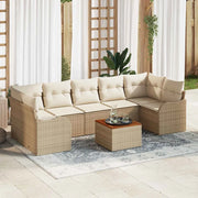 Set Divano da Giardino con cuscino 8 pcs Beige polyrattan
