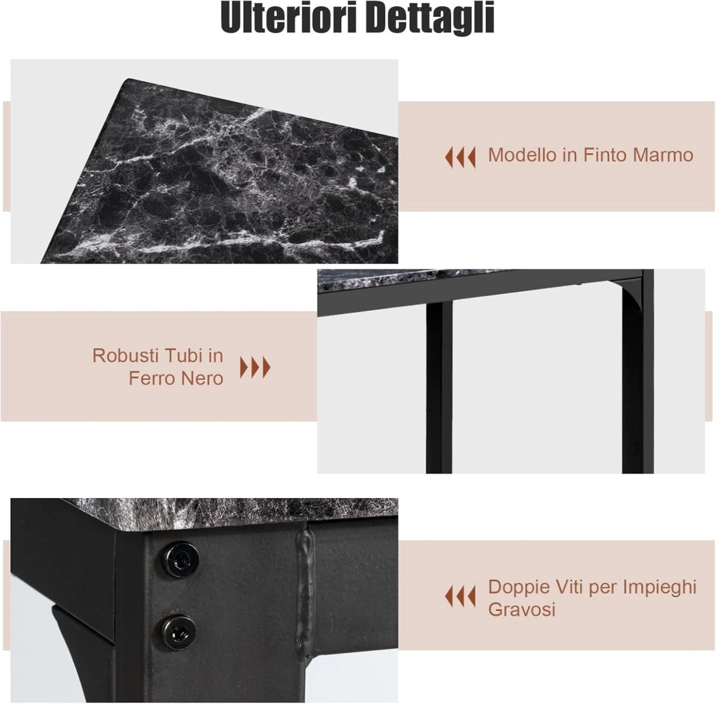 Tavolo Cucina con 2 Sgabelli, Tavolo Alto con 2 Sgabelli Senza Schienale in Similpelle da Cucina, Sala da Pranzo e Soggiorno, Tavolo Bar con Sgabelli Moderno per Spazi Piccoli (Nero)