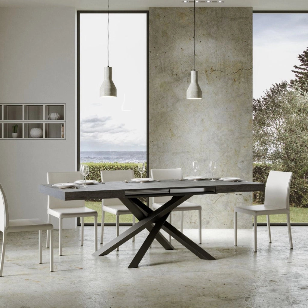 Tavolo Allungabile 200-460x90x77 cm Volantis Cemento Telaio Antracite