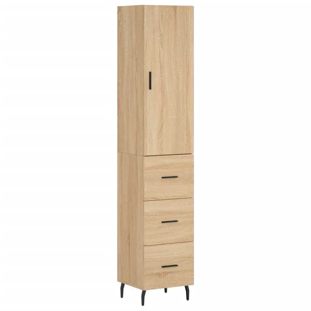 Buffet credenza cassettiera armadio mobile contenitore organizer cucina soggiorno salotto rovere Sonoma alto 34,5 x 34 x 180 cm legno ingegnerizzato marrone 02_0033984