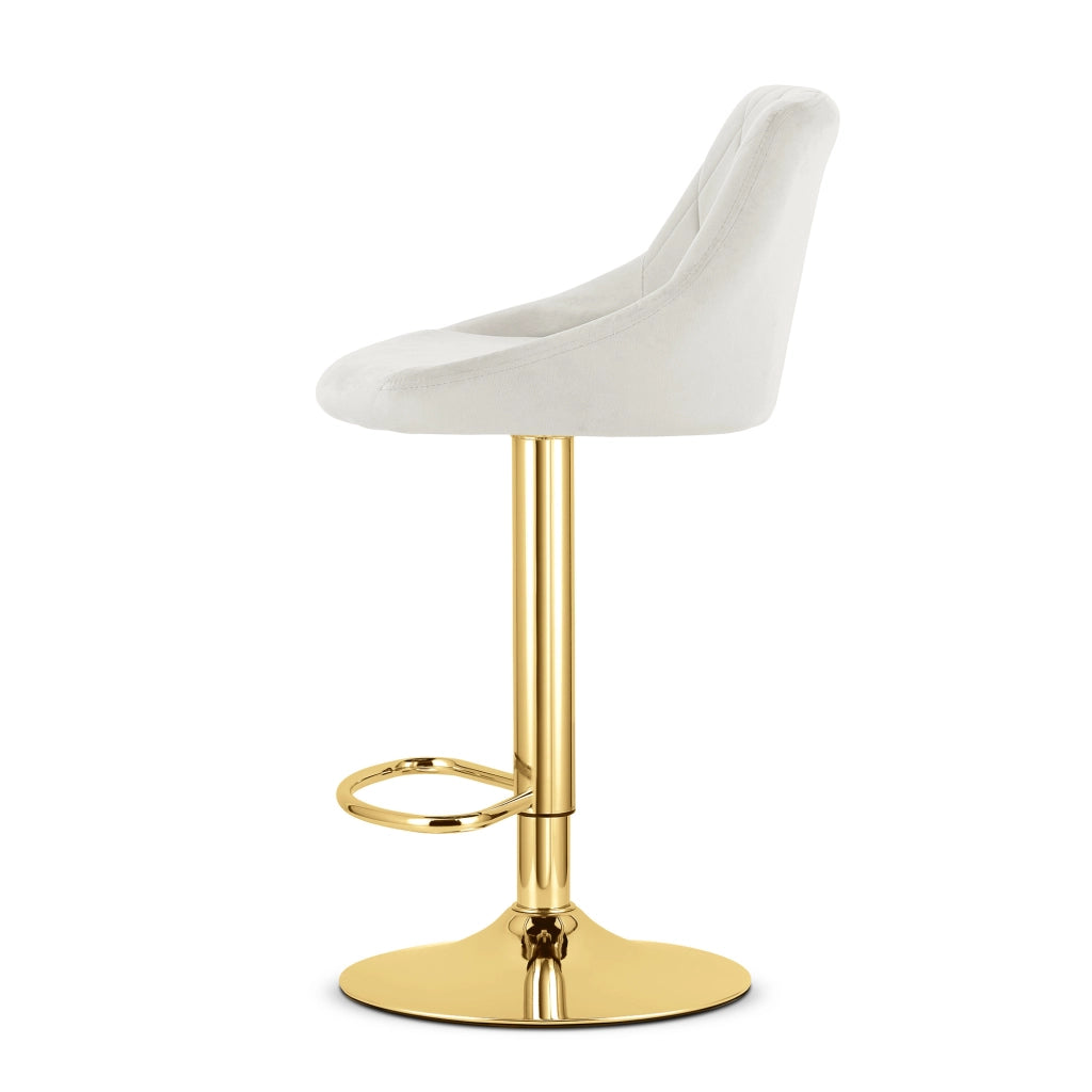 Sgabello girevole VALORA DAKA - Velluto beige con base dorata x 2