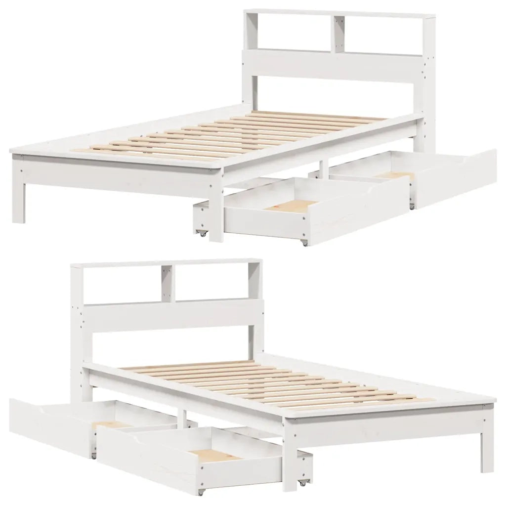 Letto con Libreria senza Materasso-Struttura Letto con contenitore 75x190 cm in Legno Pino 303936