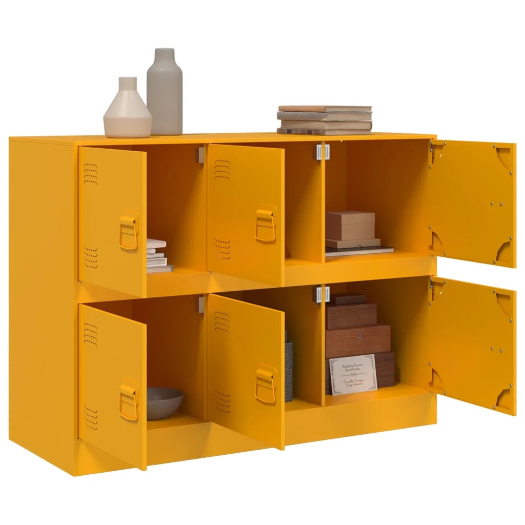 Credenza | Madia | Buffet da pranzo | Armadio da pranzo Giallo Senape 99x39x73 cm in Acciaio