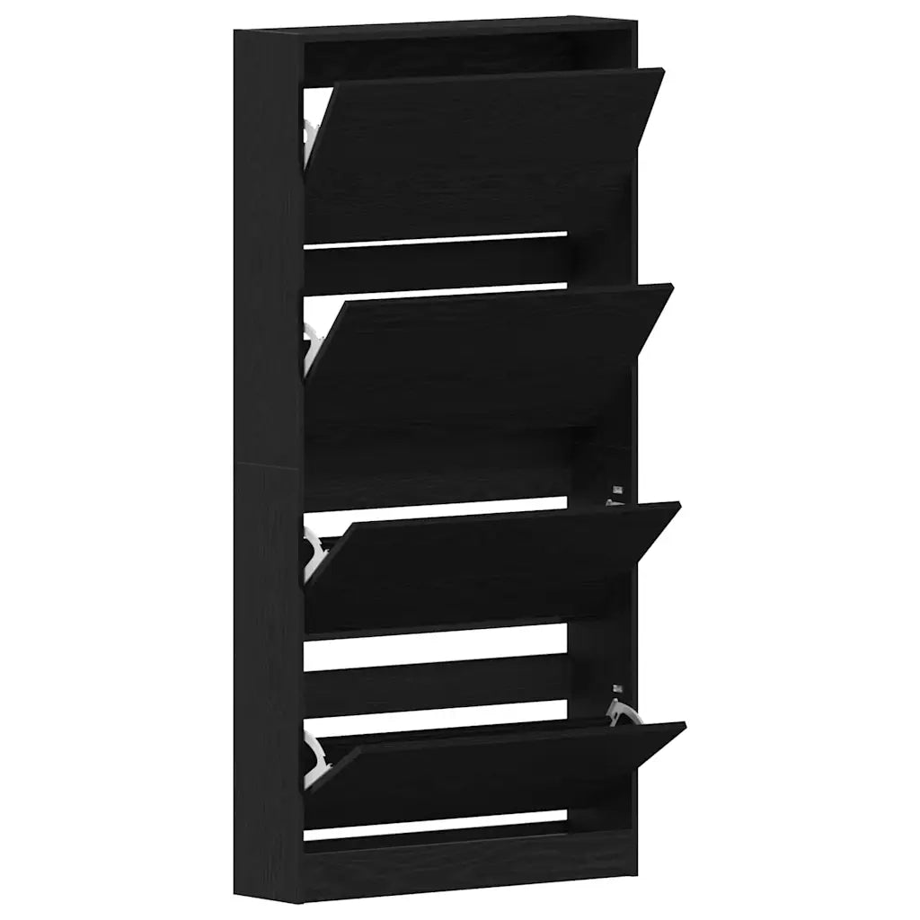 Mobile per scarpe con porta-Scarpiera Rovere Nero 80 x 21 x 163,5 cm