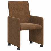 Sedie da Pranzo con Ruote 2 pz | Sedie da cucina Marrone 57 x 66 x 94 cm