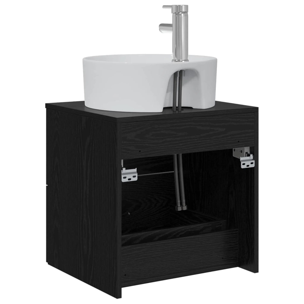 Mobile Lavabo da Parete Rovere Nero 49,5 x 44,5 x 65 cm 890295