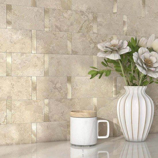 Tegoli da incollare in marmo opaco per cucina-bagno-parete - Tegoli autoposanti con pellicola e incollaggio - Impermeabili - Colorazione rossobeano 10 pezzi