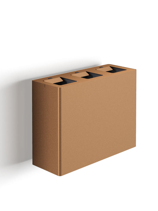 Pattumiera a Muro a 3 Scomparti Totale 60 L 76x28x56 cm con Contenitori Interni in Acciaio Verniciato Corten