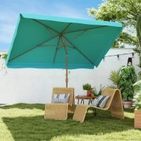 Ombrellone da Giardino 2x3 m con Apertura a Manovella, Inclinabile e Anti UV 50+, Turchese