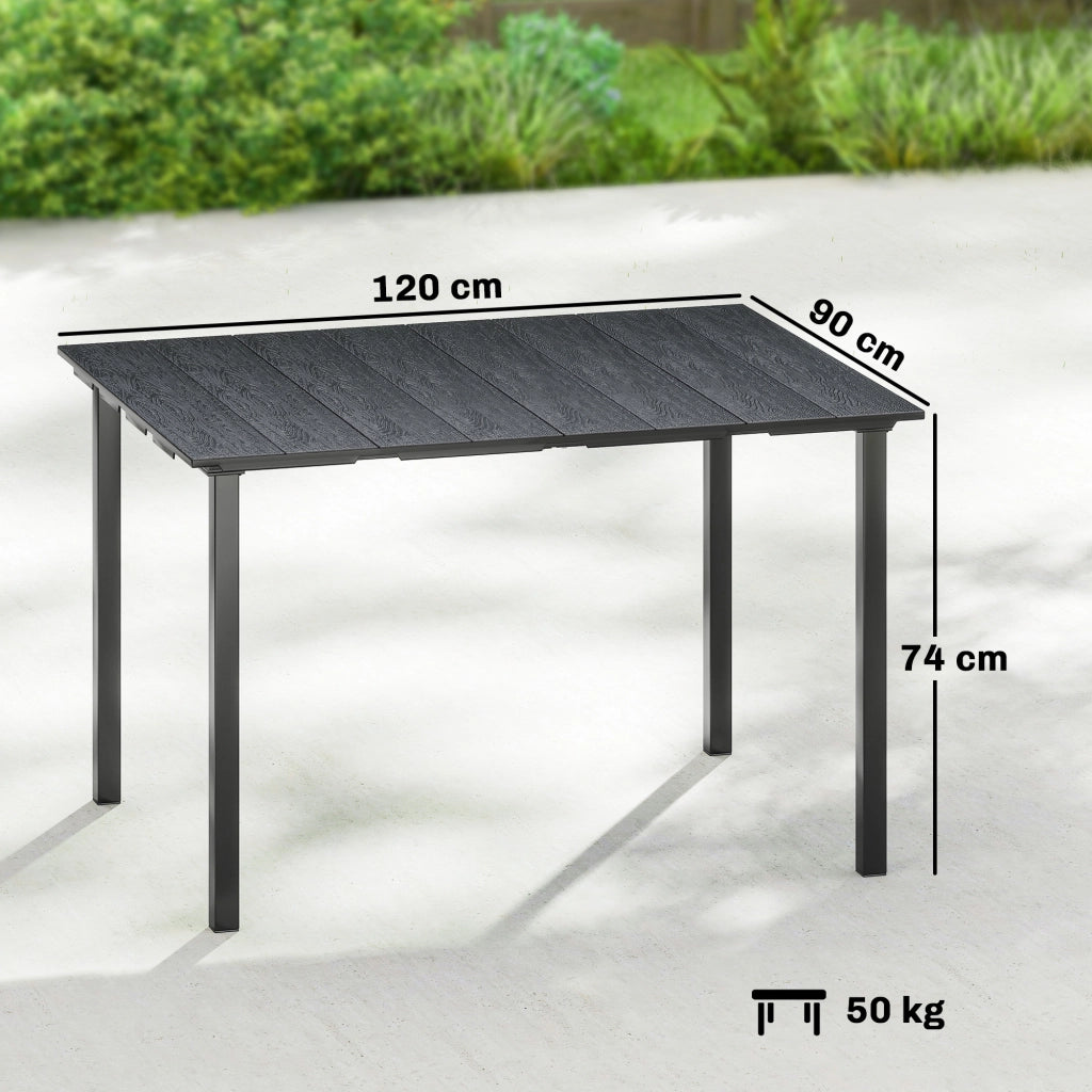 Tavolo da pranzo da giardino per 6 persone con piano HDPE e telaio in metallo nero ¨C Xylo ¨C 120x90x74 cm
