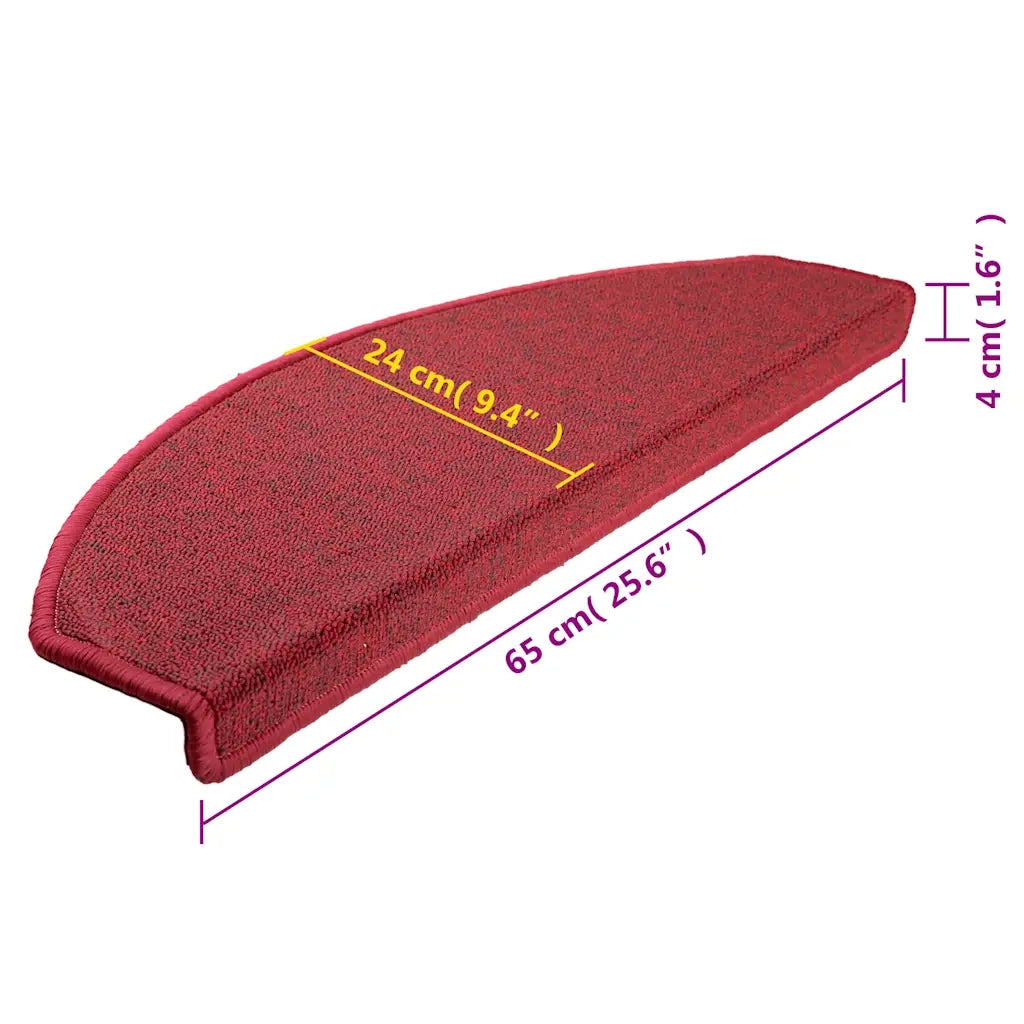 Tappetini per scale 10 pz | Gradini per Scale 65x24x4 cm Rossi Semicircolari Grandi