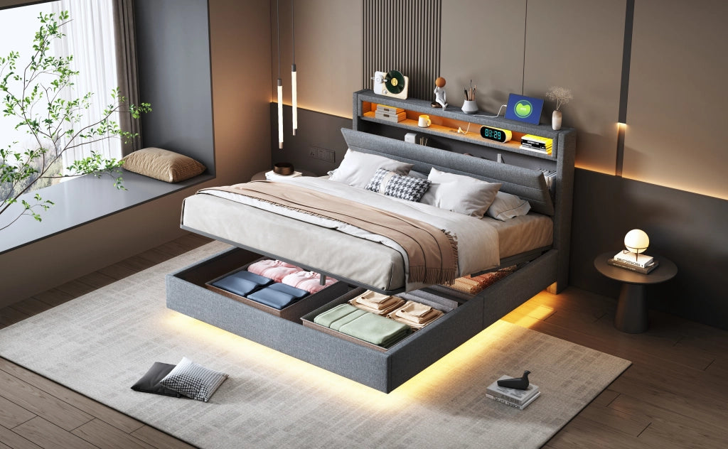 letto imbottito lino grigio 140 x 200 cm