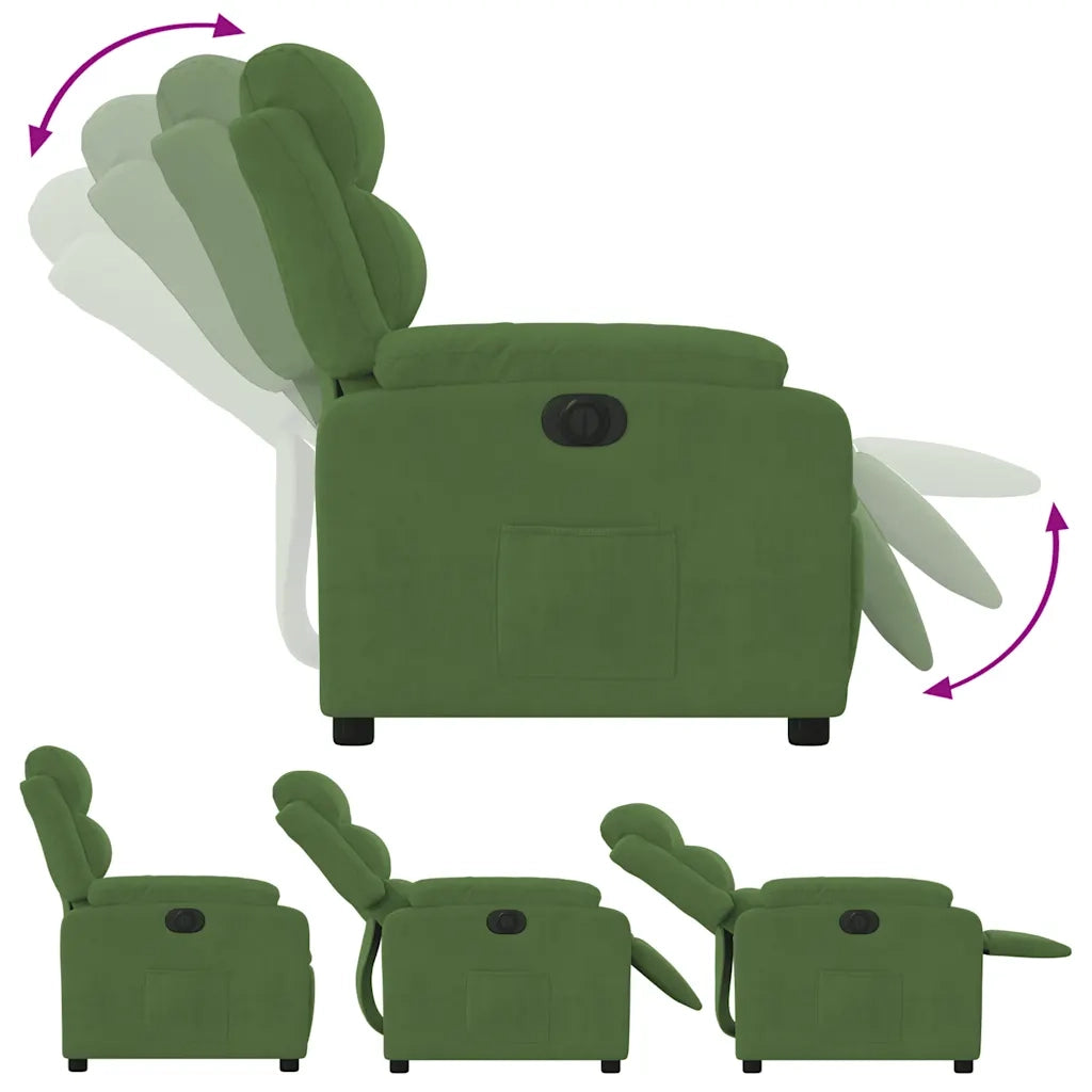 Poltrona Reclinabile Elettrica Verde Chiaro in Velluto 3205073