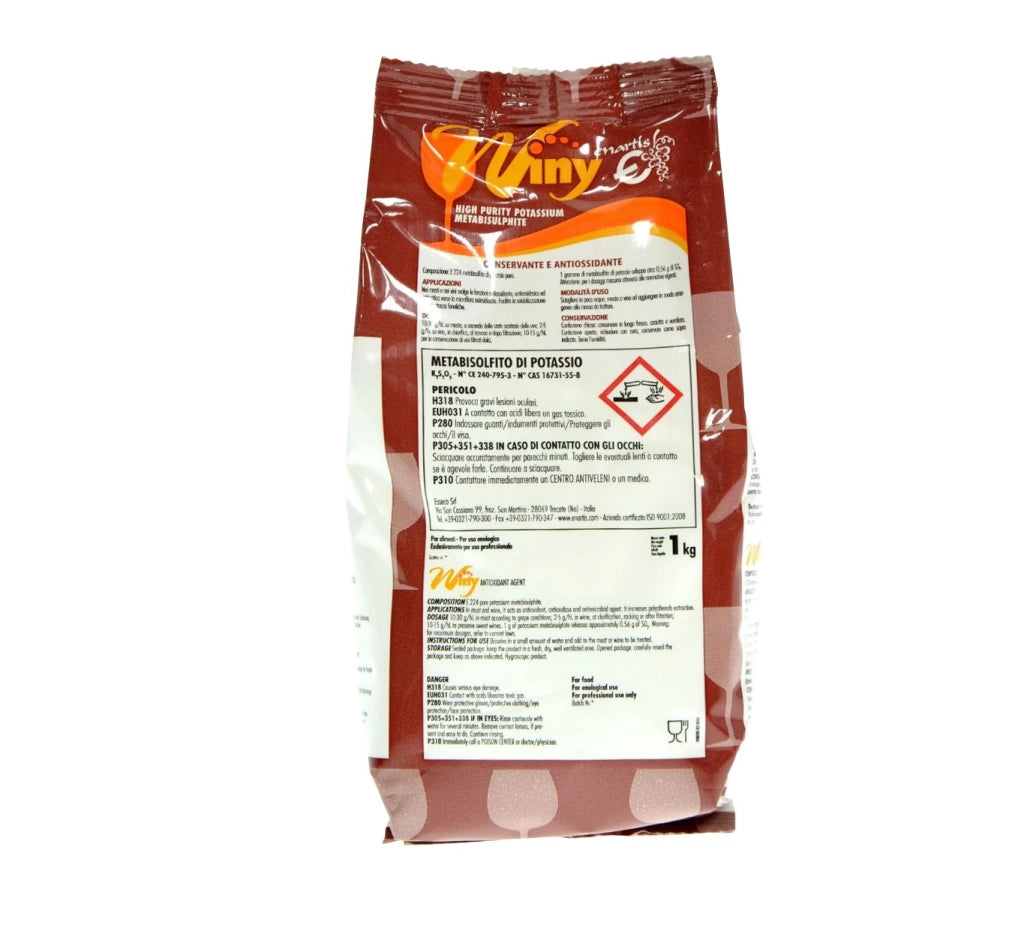 METABISOLFITO DI POTASSIO ADDITIVATO PER MOSTI E VINI 1 kg
