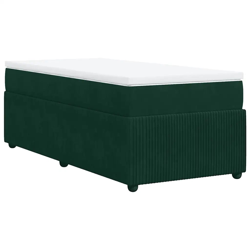 vidaXL Giroletto a Molle con Materasso Verde Scuro 90x190 cm Velluto