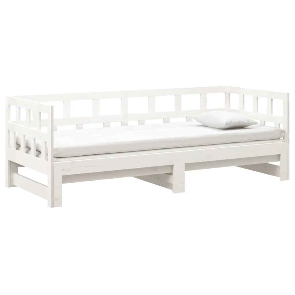 Dormeuse Estraibile Bianca Legno Massello di Pino 2x(80x200) cm