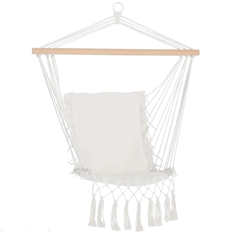 SEDIA SOSPESA A DONDOLO DA INTERNO ED ESTERNO IN TESSUTO CON NAPPE 90X50 CM CREMA