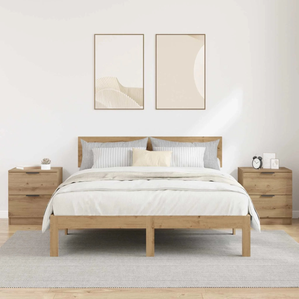 Armadio da Notte 2 pcs Rovere artigianale 45 x 39 x 50cm 880508