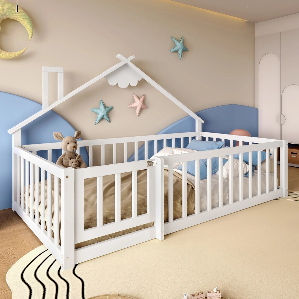 Letto Singolo per Bambini con Sponde e Serratura ¨C MINIMAL ¨C Pino Bianco 90x190