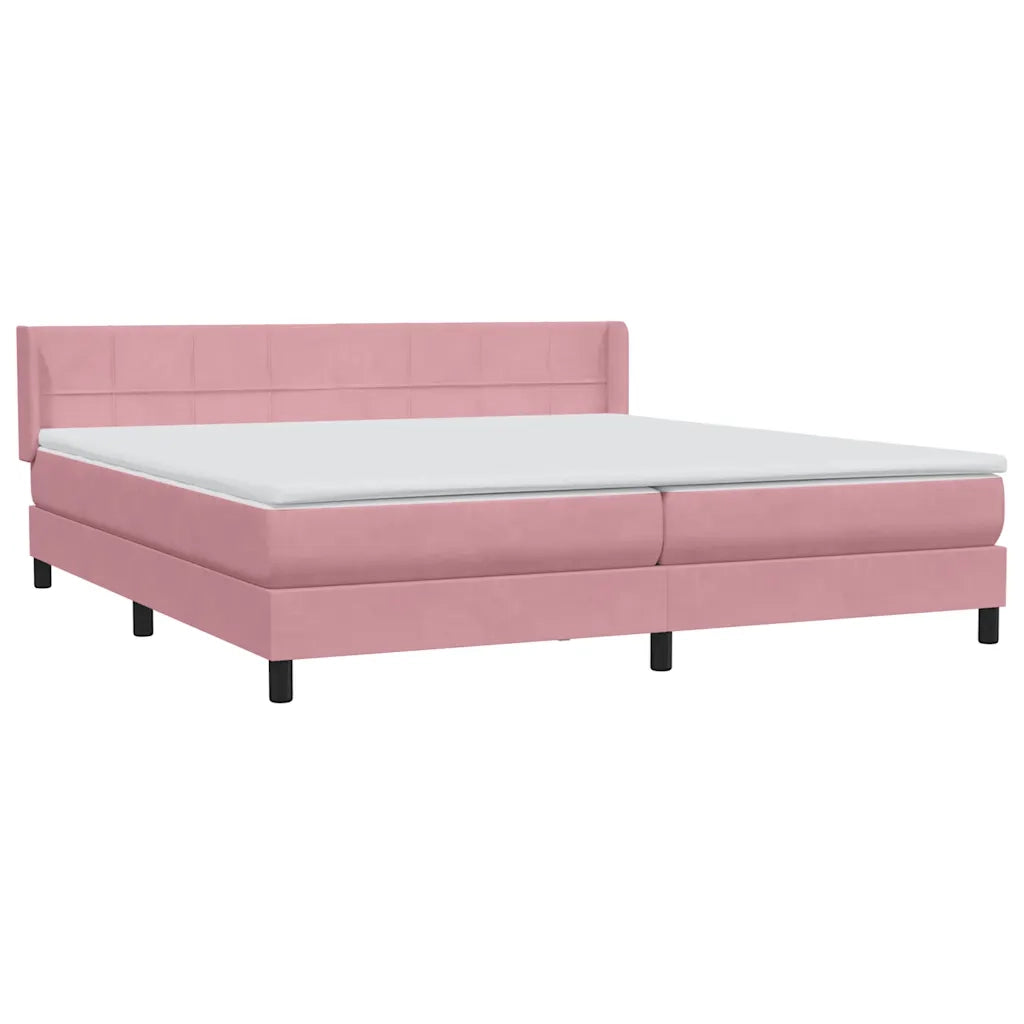 Giroletto a Molle con Materasso Rosa 180x210 cm in Velluto 3318128