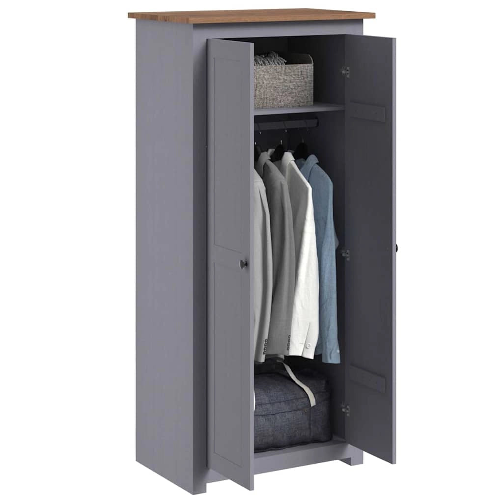 Armadio Grigio 80x50x171,5 cm Legno Massello Pino Panama Rangecod mxl 73448