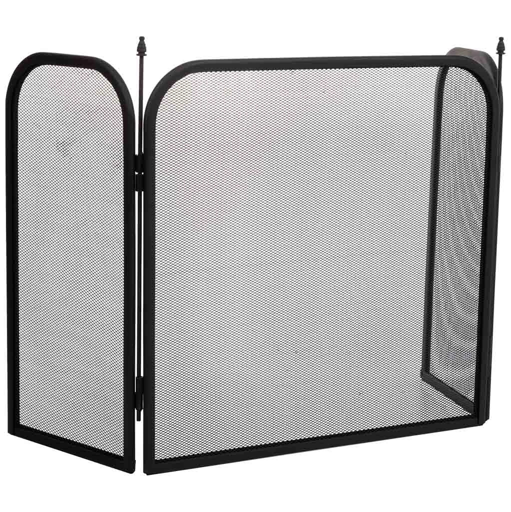 Paravento per camino in metallo nero 97x02x53h cm