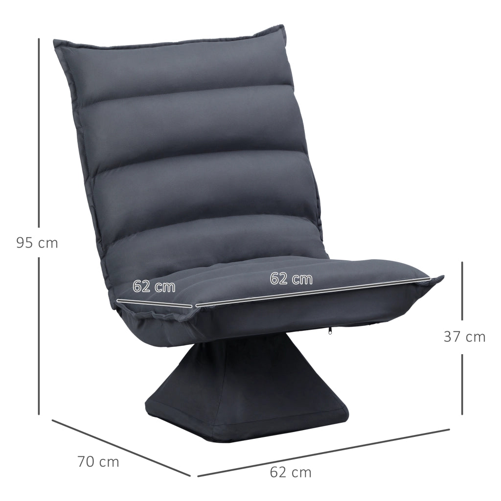 POLTRONA da pavimento girevole 360° con schienale regolabile 62x70x95 cm grigio scuro