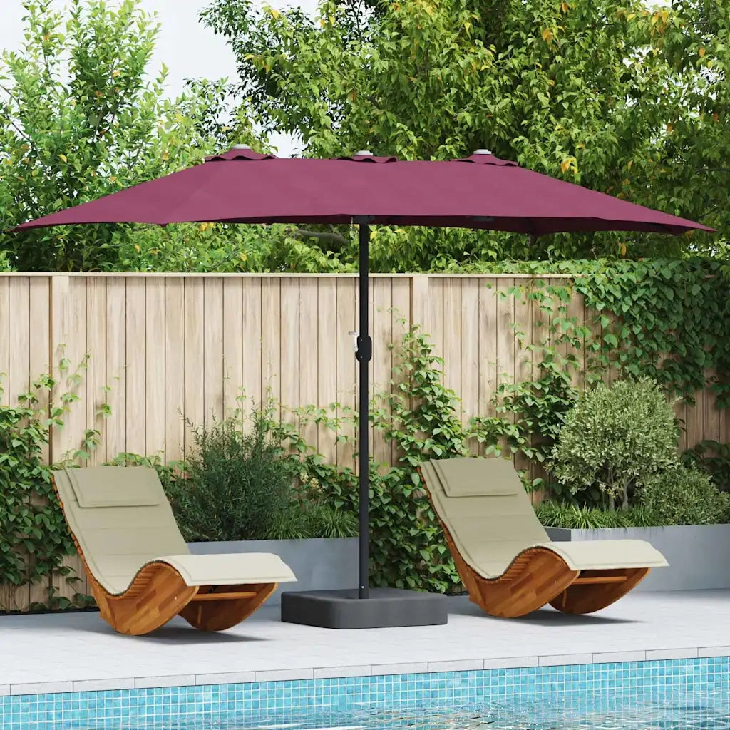 vidaXL Ombrello da giardino Rosso bordò 385 x 209 x 244 cm Tessuto