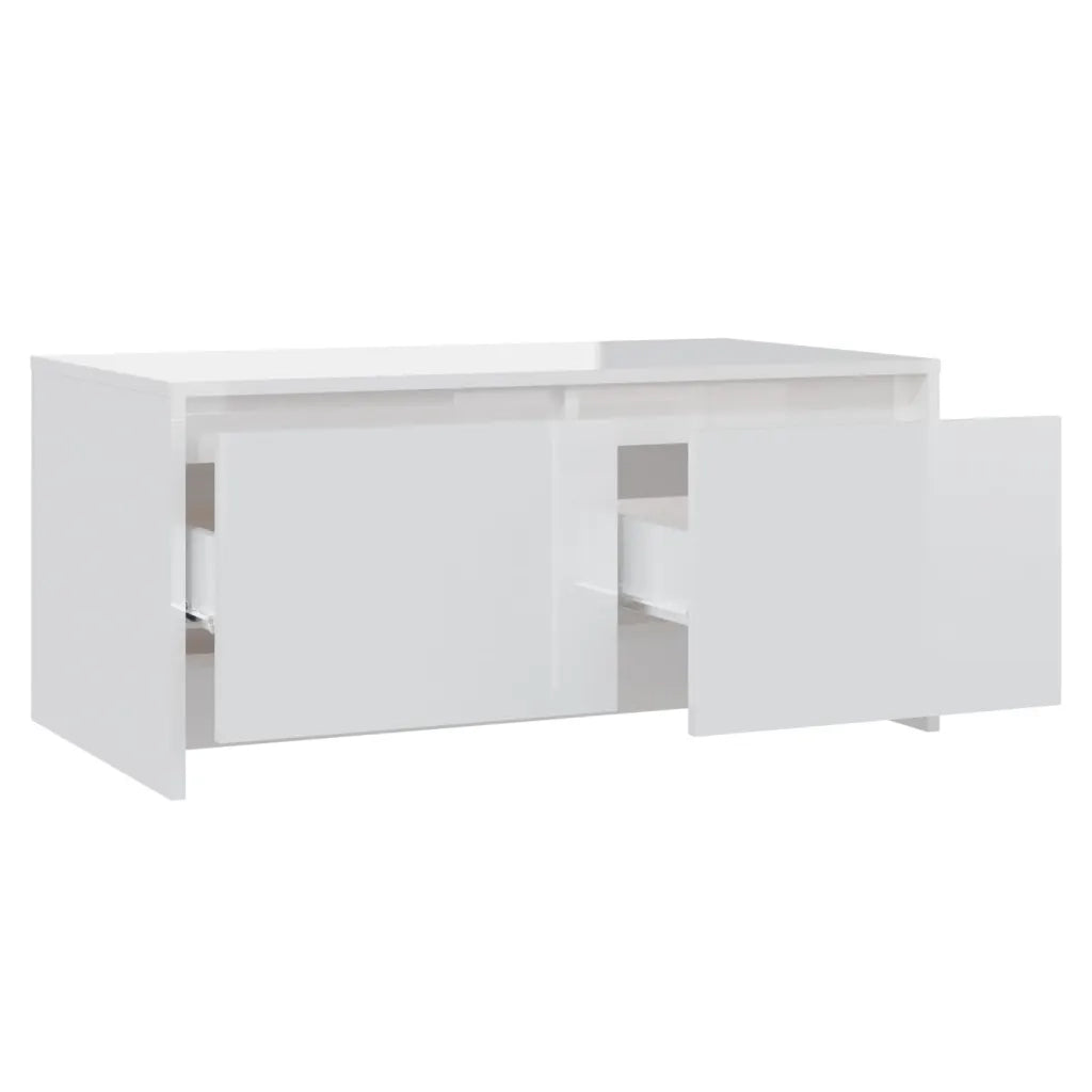Tavolino da Salotto Bianco Lucido 90x50x41,5 cm in Truciolato cod mxl 15841