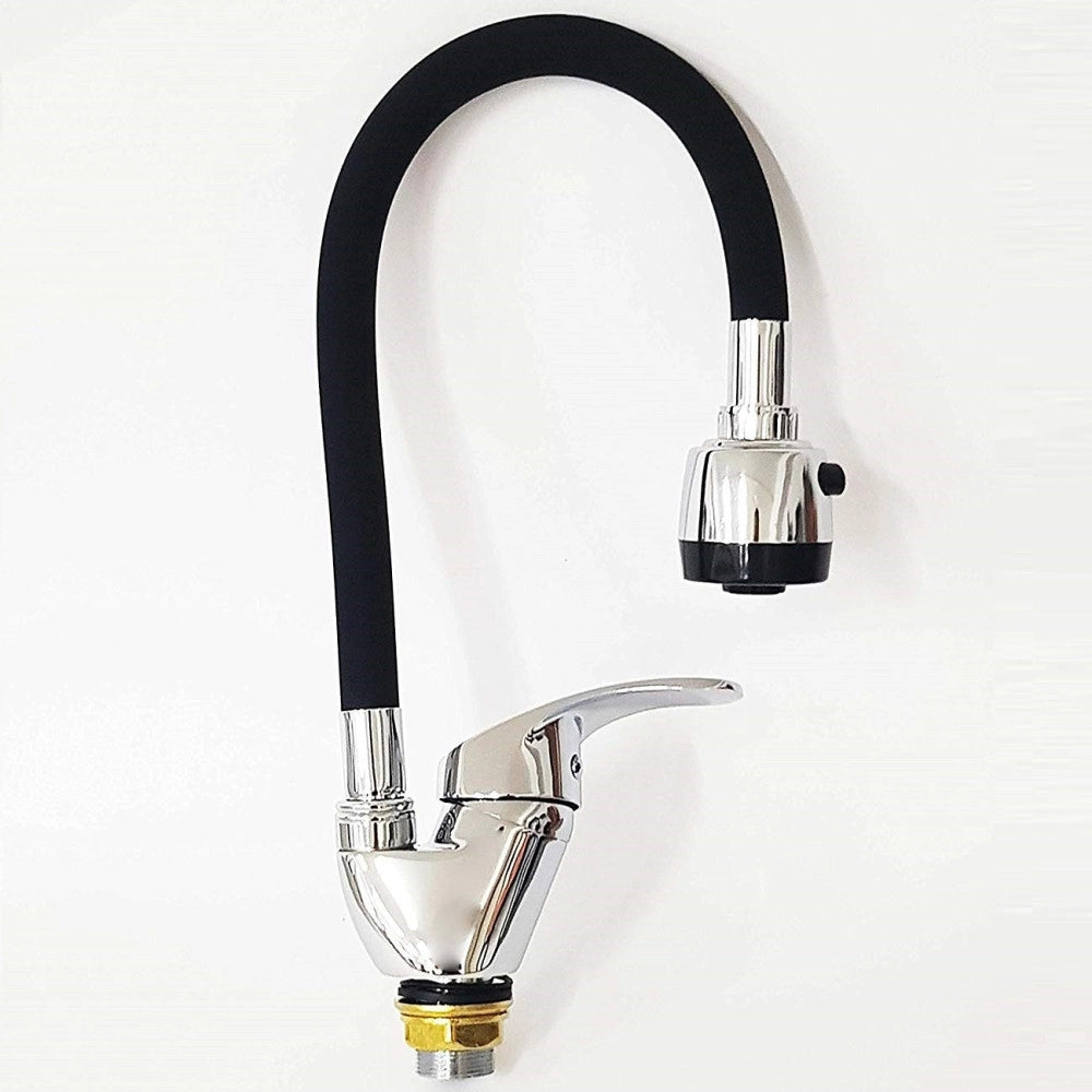 Trade Shop - Miscelatore Lavello Colore Nero Cromato Lavandino Doccetta Flessibile Girevole -