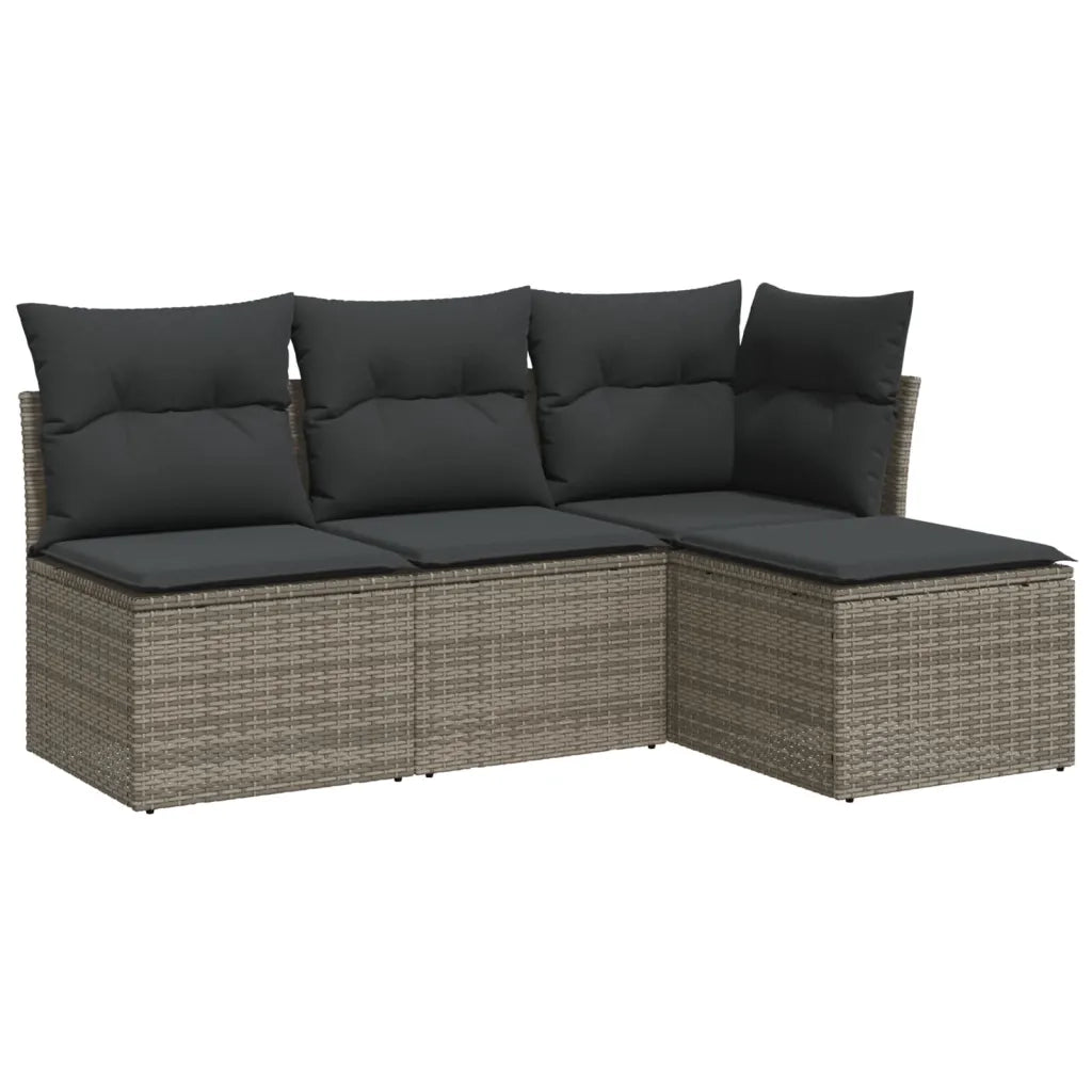 Set Divani da Giardino 4 pz con Cuscini in Polyrattan Grigio 3217500